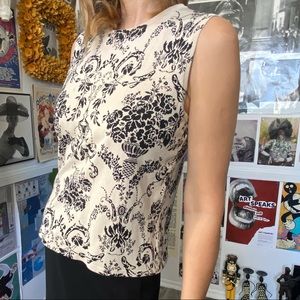 City Silk Knitwear Ivory Black 75% Silk Sleeveless Knit Top Petite Size P/M